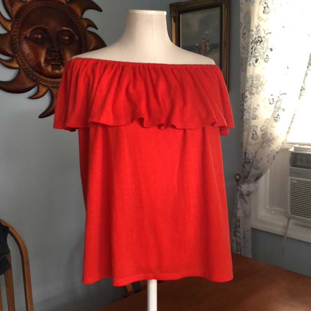 Orange Adjustable Ruffle Neckline Sleeveless Top … - image 1